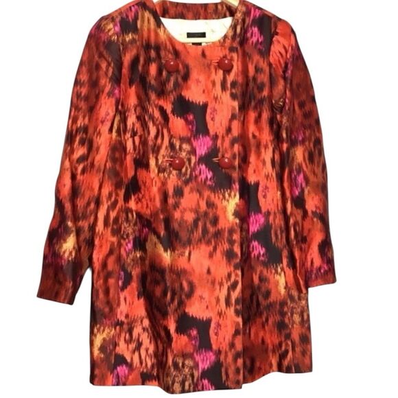 J.CREW WOOL/ SILK BURNT ORANGE TIE DYE LIGHTWEIGHT LINED PEACOAT JACKET COAT 4 - Picture 1 of 10